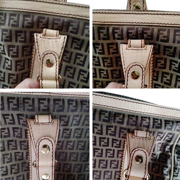 Fendi Zucchino Canvas Leather Tote Bag - Picture 12 of 16